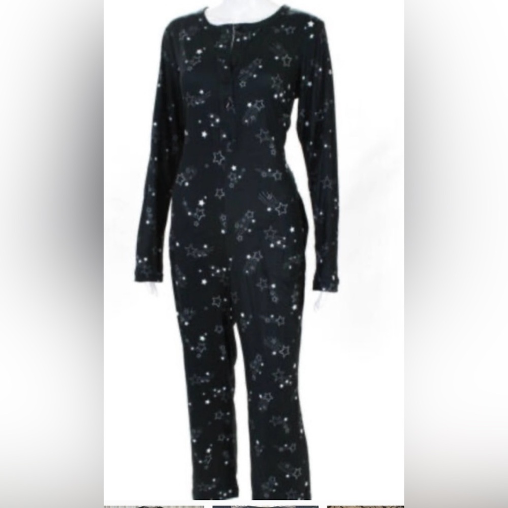 Mason Grey by Revolve Black Shooting Star Onesie Cozy Comfy Cuddly Size S NWT